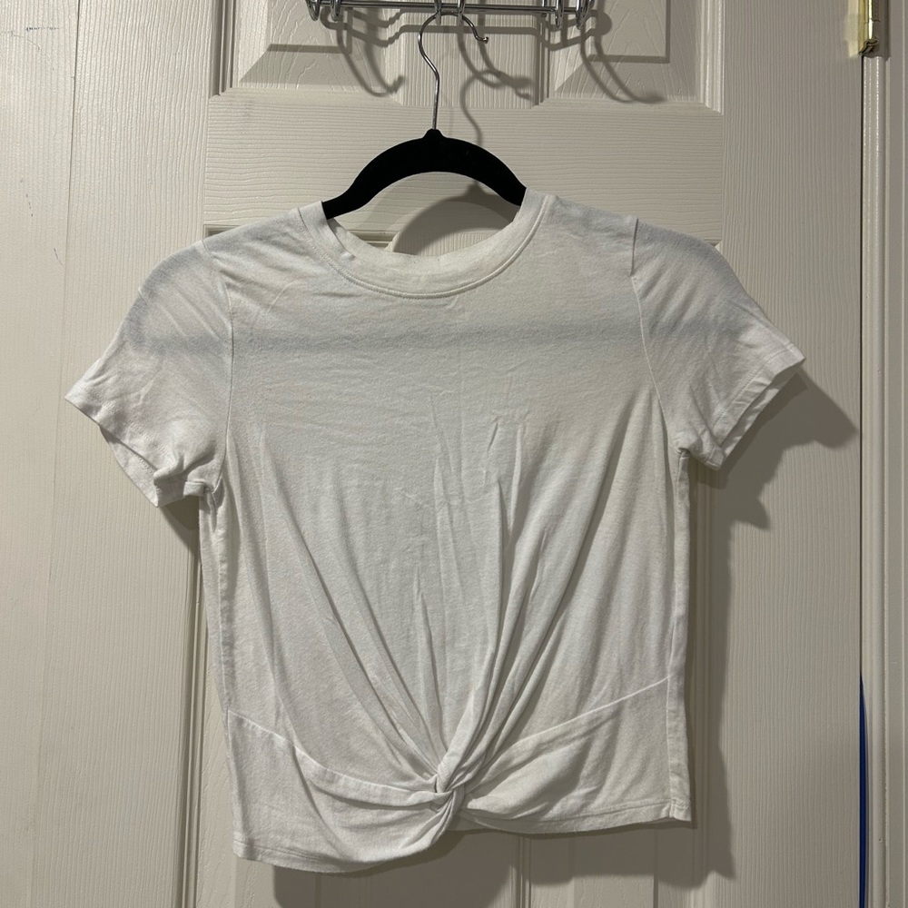 white front-knot crop top